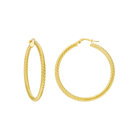 40mm Rope Twist Hoop Earrings