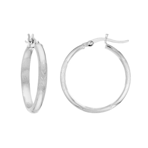 3x25mm Half Round DC Florentine Hoop Earrings