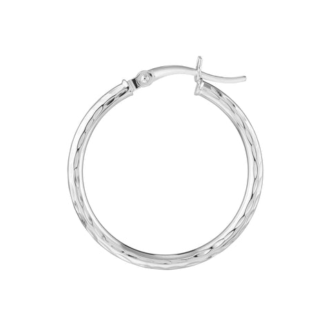 2mm x 25mm Diamond-Cut Hoop Earrings