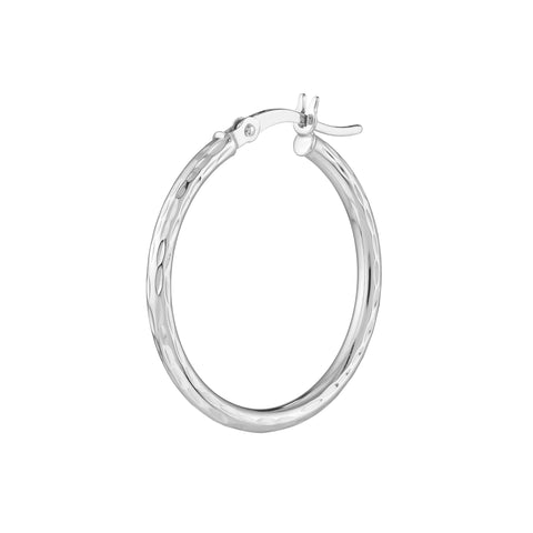 2mm x 25mm Diamond-Cut Hoop Earrings