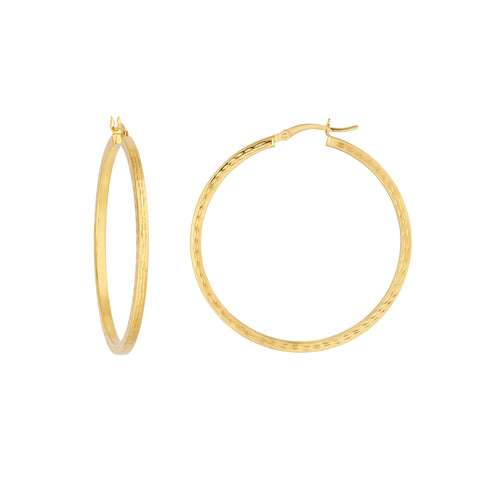 2 X 40mm Square Full D/C Hoop Earrings