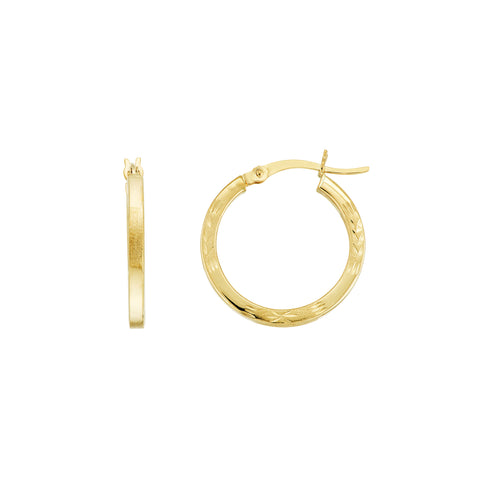 2 X 20mm Square DC Florentine Hoop Earrings