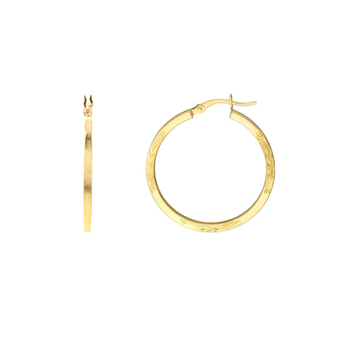 2 X 30mm Square DC Florentine Hoop Earrings