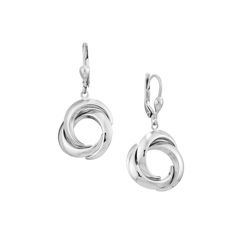 Plated Sterling Silver Open Love Knot Drop Earrings