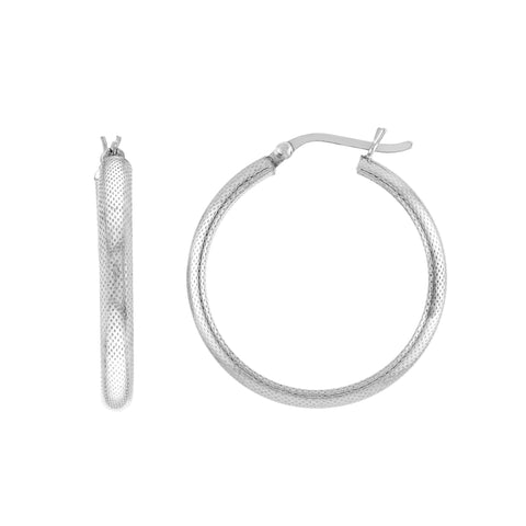 Sterling Silver Textured Hoop Earrings