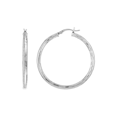 Sterling Silver Mirror Ball Hoop Earrings