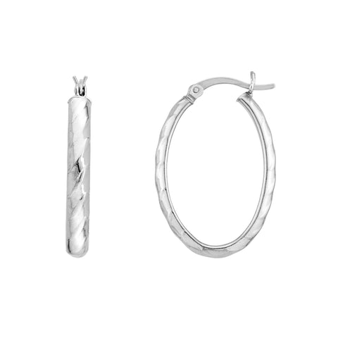 Semi-Twisted Oval Hoop Earrings