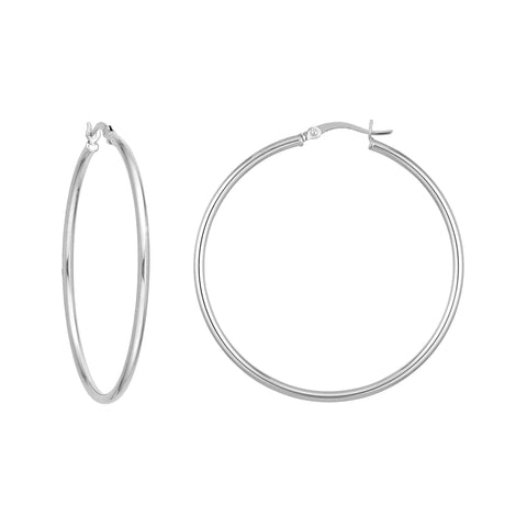 Sterling Silver 2mm x 45mm Polished Hoop Earrings