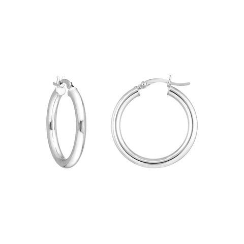 Sterling Silver 3mm x 25mm Polished Hoop Earrings