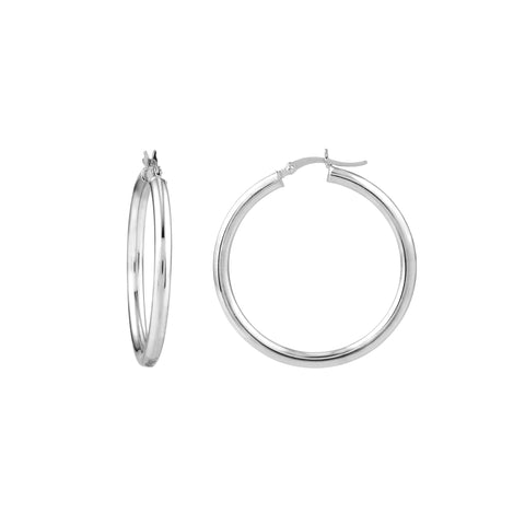 Sterling Silver 3mm x 35mm Polished Hoop Earrings