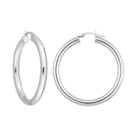 Sterling Silver 4mm x 40mm Polished Hoop Earrings