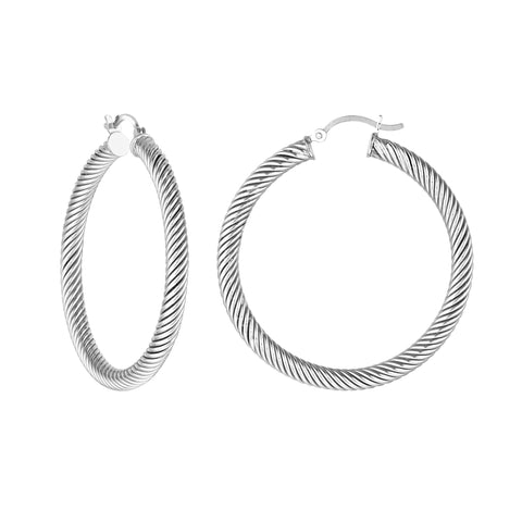 Twist Hoop Texture Earring Rhod