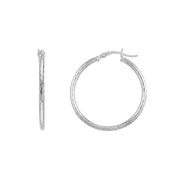 2mm x 30mm Diamond-Cut Hoop Earrings