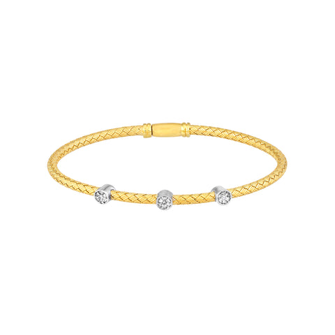 Diamond Trio Station Mesh Bangle