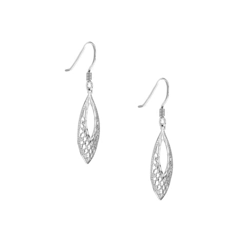 Plated Sterling Silver Filigree Marquise Earrings