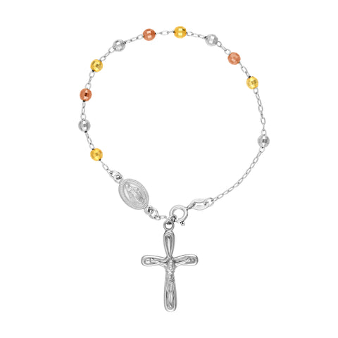 Tri-Colored Rosary with Virgin Mary Bracelet