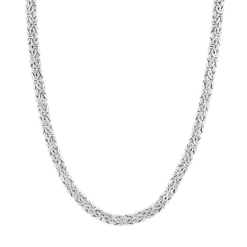 Sterling Silver 7mm Flat Byzantine Chain