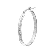 3mm x 32mm Diamond-Cut Oval Hoop Earrings