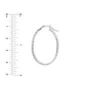 3mm x 32mm Diamond-Cut Oval Hoop Earrings