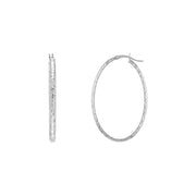 3mm x 42mm Diamond-Cut Oval Hoop Earrings