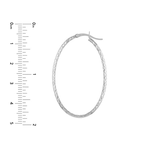 3mm x 42mm Diamond-Cut Oval Hoop Earrings