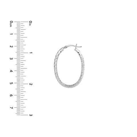 4mm x 32mm Diamond-Cut Oval Hoop Earrings