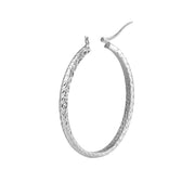 4mm x 42mm Diamond-Cut Oval Hoop Earrings