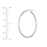 4mm x 42mm Diamond-Cut Oval Hoop Earrings