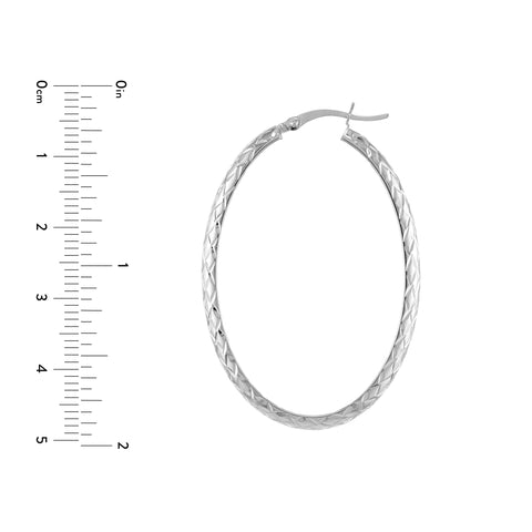 4mm x 42mm Diamond-Cut Oval Hoop Earrings