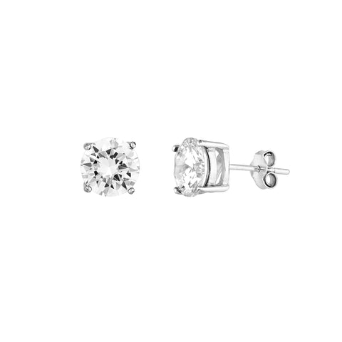 Sterling Silver 8mm Round CZ Stud Earrings on Post Back