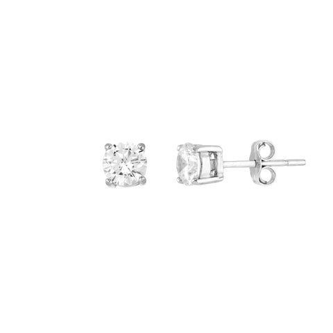 Sterling Silver 5mm Round CZ Stud Earrings on Post Back