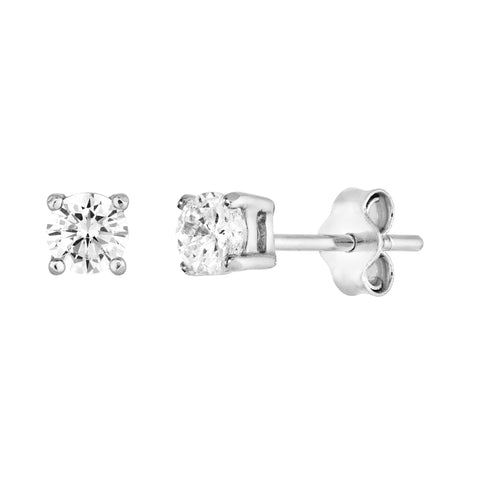 Sterling Silver 4mm Round CZ Stud Earrings on Post Back