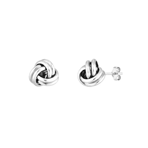 Sterling Silver Large Love Knot Stud Earrings on Post Back