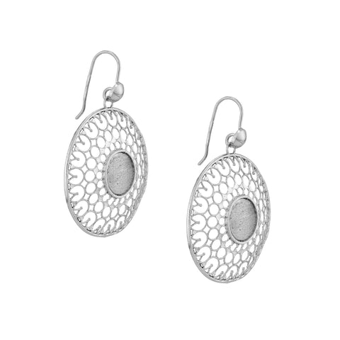 Sterling Silver Circle Pattern Drop Earrings