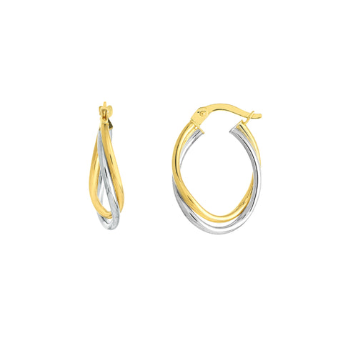 Two-tone Intertwined Oval Hoop Earrings