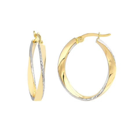 Round and Twisted Diamond Cut Hoops