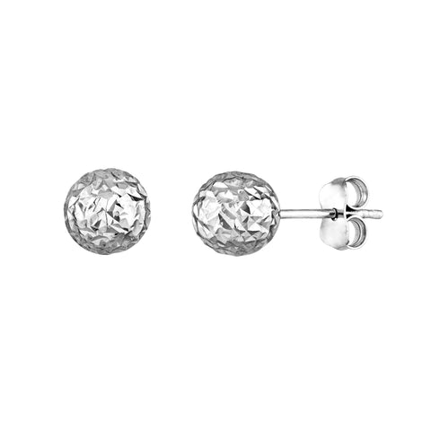 Sterling Silver 7mm Diamond-Cut Ball Stud Earrings