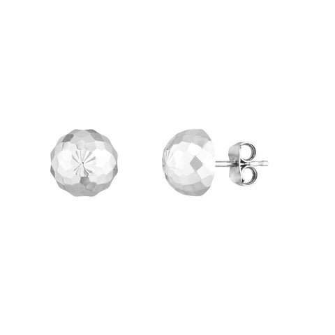 Sterling Silver 10mm Diamond-Cut Dome Stud Earrings