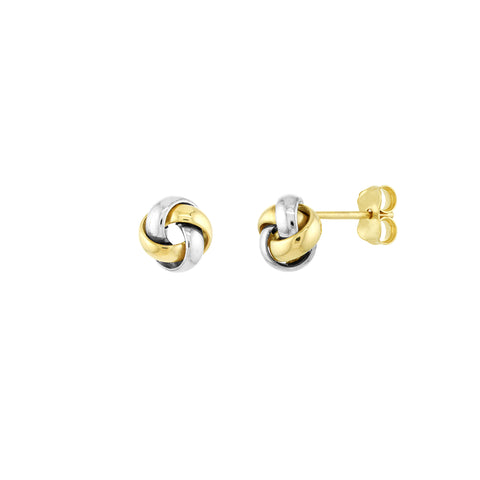 Two-tone Love Knot Stud Earrings on Post Back