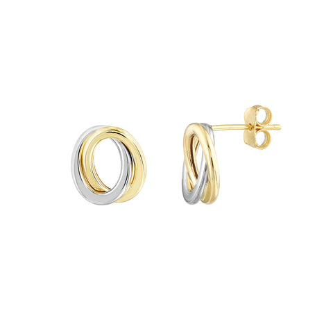 Two-tone Open Love Knot Stud Earrings on Post Back