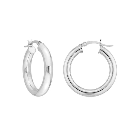 Sterling Silver 4mm x 25mm Polished Hoop Earrings