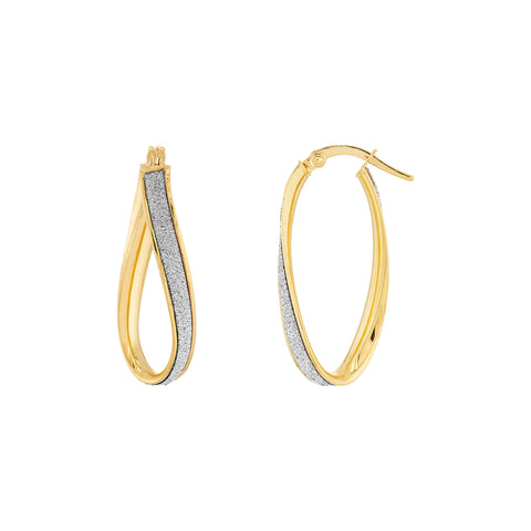 Twisted Oval Sparkle Hoop Earrings