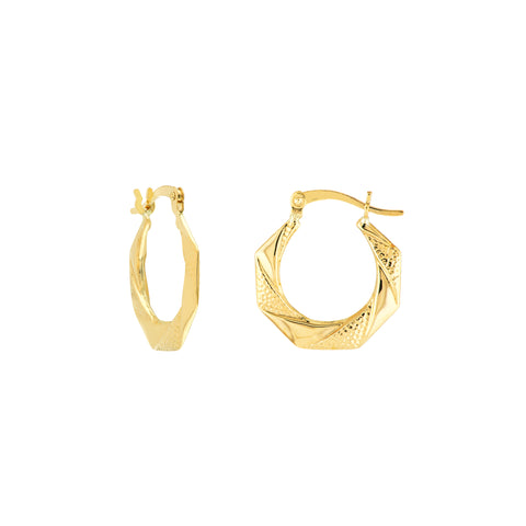 Textured Octagon-Shaped Mini Hoop Earrings