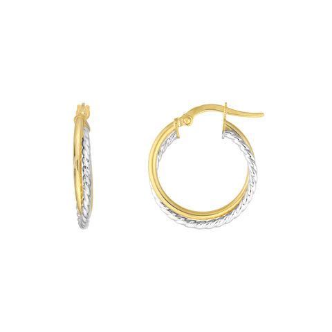 15mm Intertwined Plain/Twisted Tube Hoop Earrings