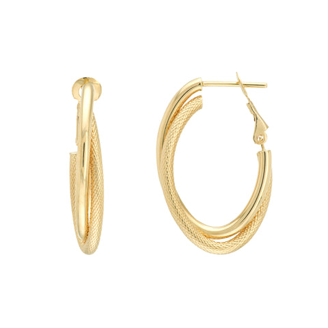 Oval Twist Hoop Earrings with Omega Back