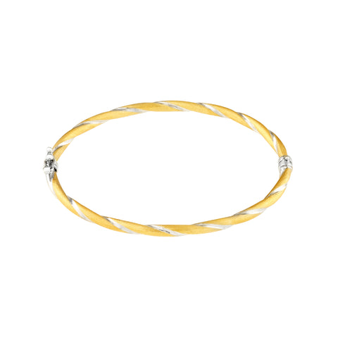 Two-Tone Twisted Brushed Hinged Bangle