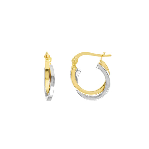 Two-Tone Interwoven Mini Hoop Earrings