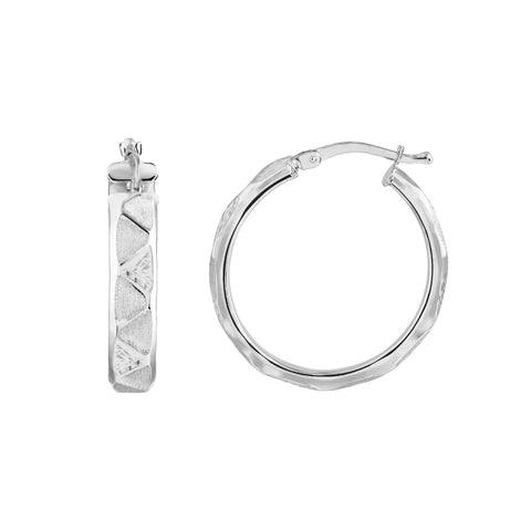 Sterling Silver Patterened Zigzag Baby Hoop Earrings