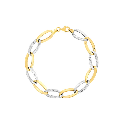 Two-Tone Alternating Open Oval Link Bracelet