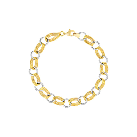 Two-Tone Textured Triple and Plain Link Bracelet